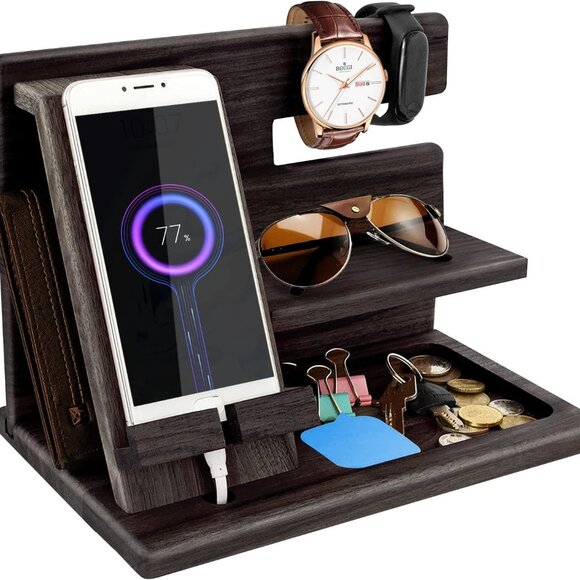 Wooden Phone Docking Station Organizer – Nightstand & Desk Accessory - Picture 1 of 7
